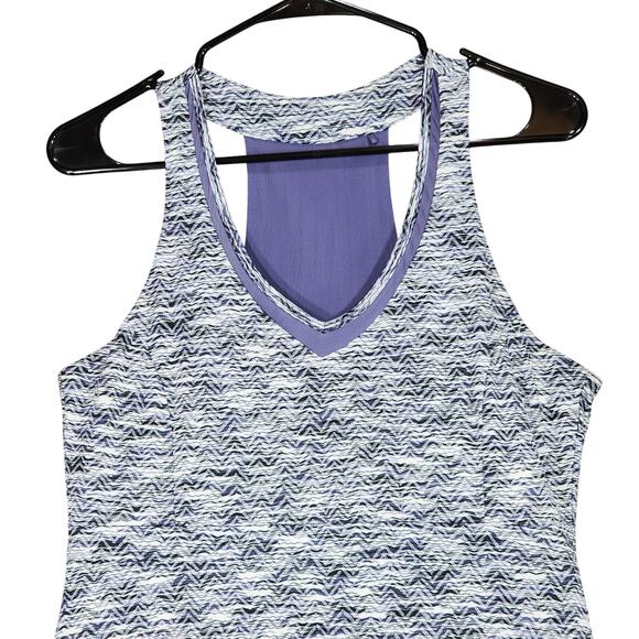MPG Racer Back Tank Dress sz M Women Space Dye Purple White Performance Athletic - Picture 6 of 12